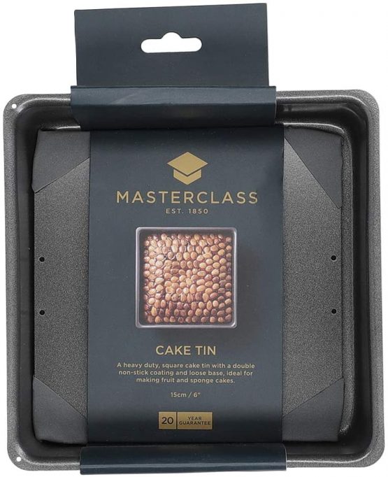 MasterClass KCMCHB62 15 cm Deep Cake Tin with PFOA Free Non Stick and Loose Bottom, 1 mm Carbon Steel, 6 Inch Small Square Pan, Grey - Image 4
