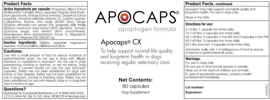 Functional Nutriments Apocaps CX Apoptogen Formula for Dogs - Image 2