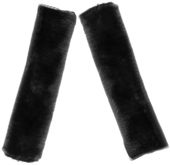 Soft Faux Sheepskin Seat Belt Shoulder Pad- 1 Pair Safety Seat Belt Strap Pad Cover- A Must Have for All Car Owners for a More Comfortable Driving (Black)