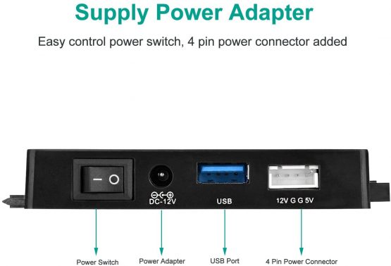 AGPTEK USB 3.0 to IDE/SATA Converter, Hard Drive Adapter with Power Switch for 2.5"/3.5" SATA/IDE SSD Hard Drive Disks & 5.25" CD/DVD Drives, Support 2TB, Include 12V 2A Power Adapter & USB 3.0 Cable - Image 4