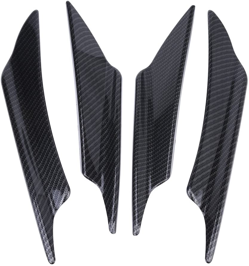 4Pcs Car Front Bumper Lip Spoiler Fins Canards Trim Kit Universal ABS Carbon Fiber Car Body Front Bumper Splitter Fins with Adhesive Tape(Carbon Fiber) - Image 2