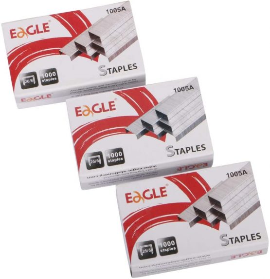 Eagle Staples, #26/6, Standard 1/4" Leg Length, 1000/box, 3-Pack, 3000pcs in Total - Image 2