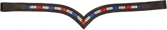 Cwel Equine (V) Shaped 2 Row *Team GB* Crystal Browband BROWN FULL/COB (COB 15")