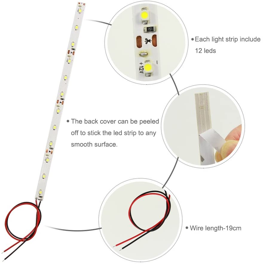 DD08W 5pcs Prewired Bright White Strip Led 3528 SMD LED Light Self-adhesive 12V ~ 18V 20CM for model train layout New - Image 3