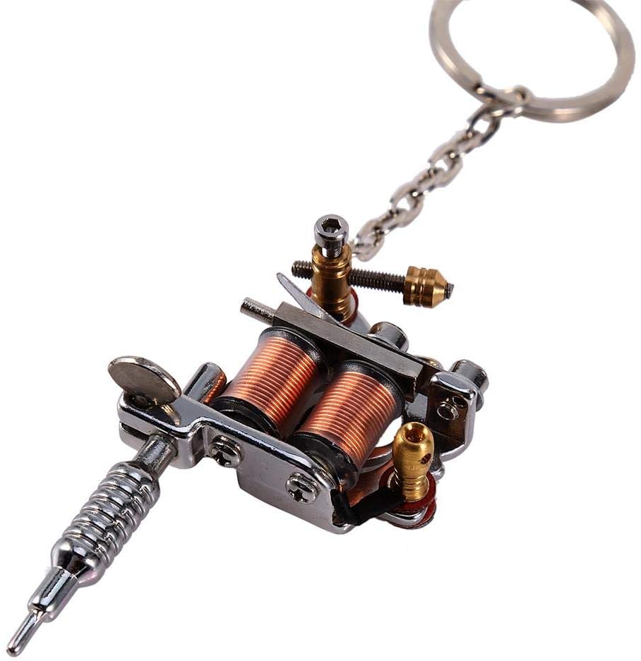 Portable Zinc Alloy Metal Mini Tattoo Machine Keychain Pendant Tattoo Device Ornament, Silver, 14.5 x 4 cm / 5.7 x 1.6 inches - Image 4