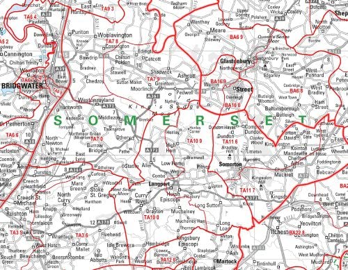 Avon And Wiltshire Postcode Sector Wall Map- Postcode Sector Map 6, Laminated Wall Map With Motorway, A' Roads, B' Roads - Image 3
