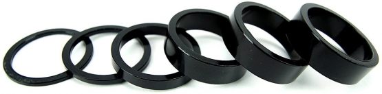 CYSKY Bike Headset Spacer 6 Pcs Aluminium MTB Road Bicycle Stem Threadless Headset Spacers Kit for 1 1/8 Inch Stem 2mm 3mm 5mm 10mm x 3(Black) - Image 2