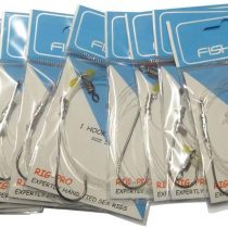 Fishzone RIG PRO SERIES - 1 Hook PULLEY RIG size 3/0 x 10 Packs of Single Type Commercial Quality - Single Hook - PULLEY Ready Tied Rigs - Ideal for Sea Surf Casting Fishing (80lb Main - 30lb Snood)