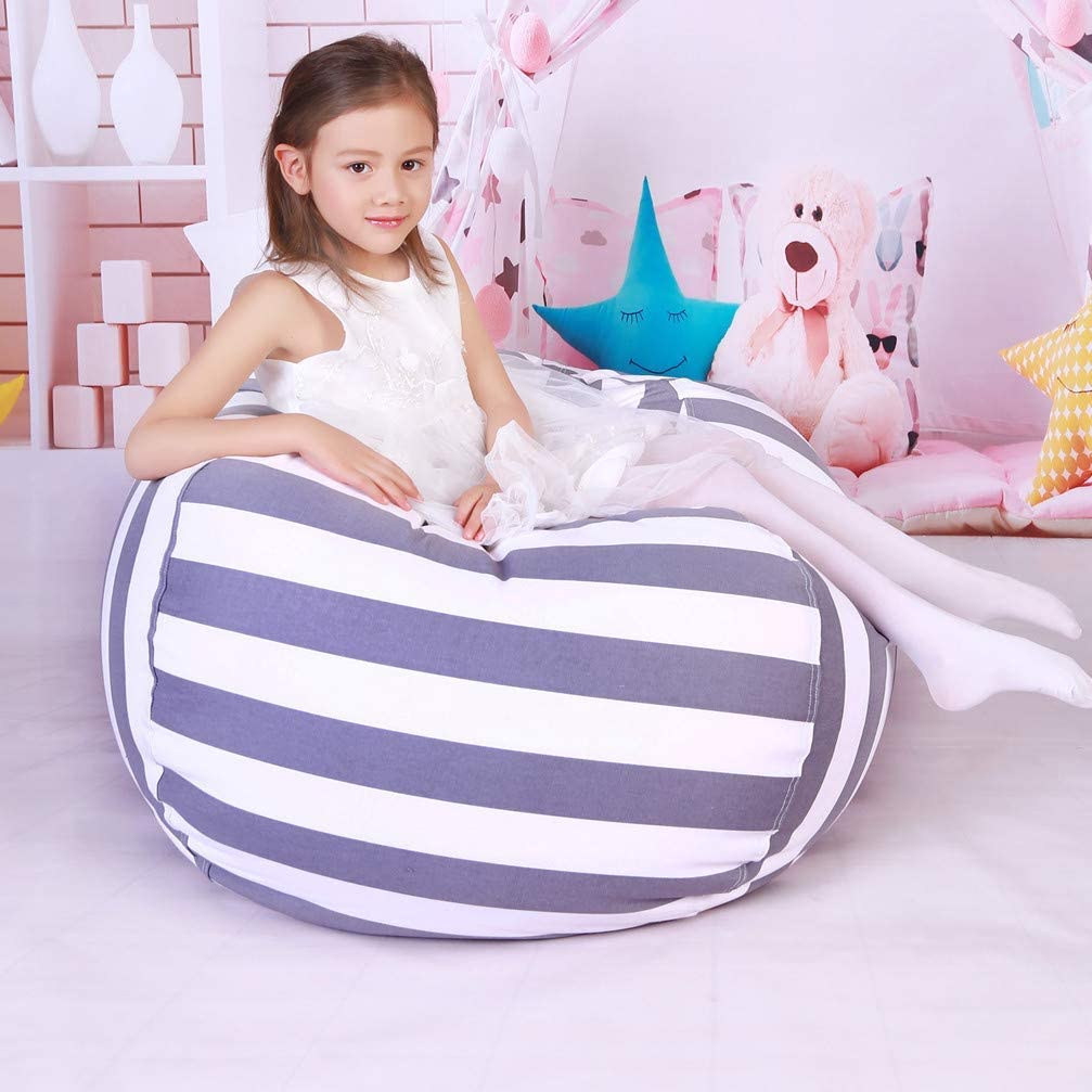 UMYMAYDO1 TOY STORAGE BEAN BAG, Cover, 38" Extra Large Toy Organizer, Stuffed Animal Organizer in Gray - Image 2