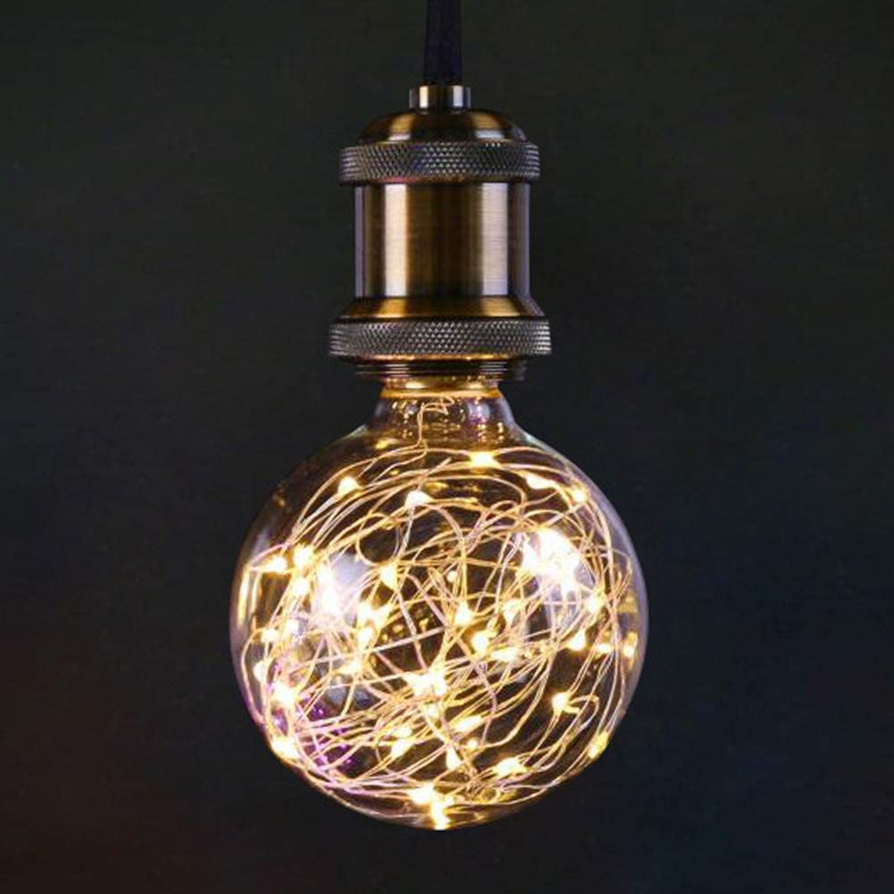 AIFUSI G95 LED Globe Fairy Light Bulb for Ambient Night Lighting E27 Standard Base Edison with Starry Decorative String Lights for Bathroom Bedroom
