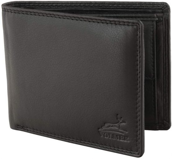Faer® Men's Leather Wallet Brown/Black with RFID Protection Real Leather Wallet Used Look # VO19 (Black)