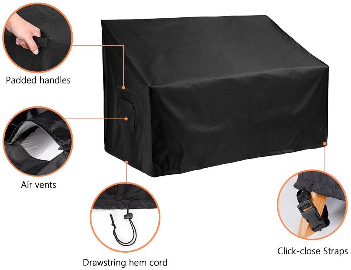 F Fellie Cover Garden Bench Cover 420D 2 Seater 53Inch Outdoor Patio