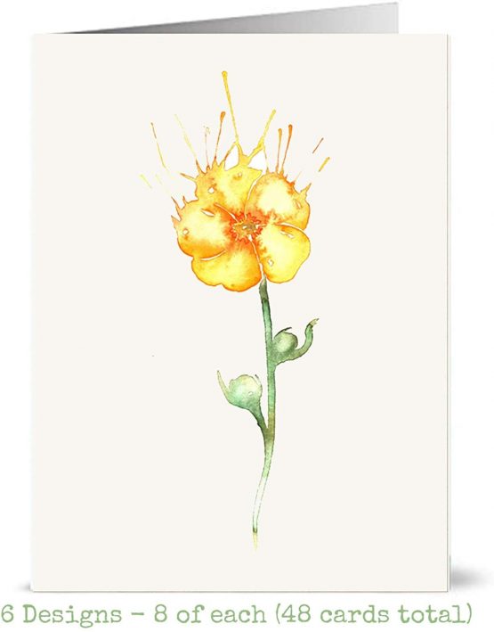 48 Blank Artistic Watercolour Flower Greeting Cards Made from Recycled Card - Image 2
