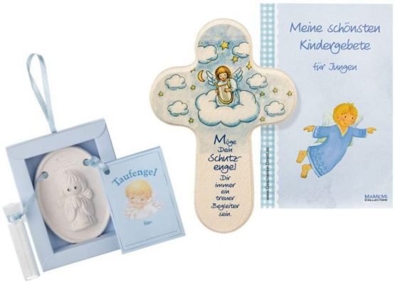 Christening Gift Set - Christening Angel with Christening Cross for Boys