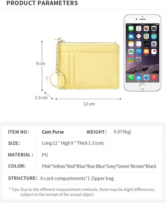 Coin Purse for Women, ZhaoCo PU Leather Zipper Womens Wallet Small Change Wallet Card Purse Cash Holder Organizer Coin Purse for Ladies Girls - Yellow - Image 3