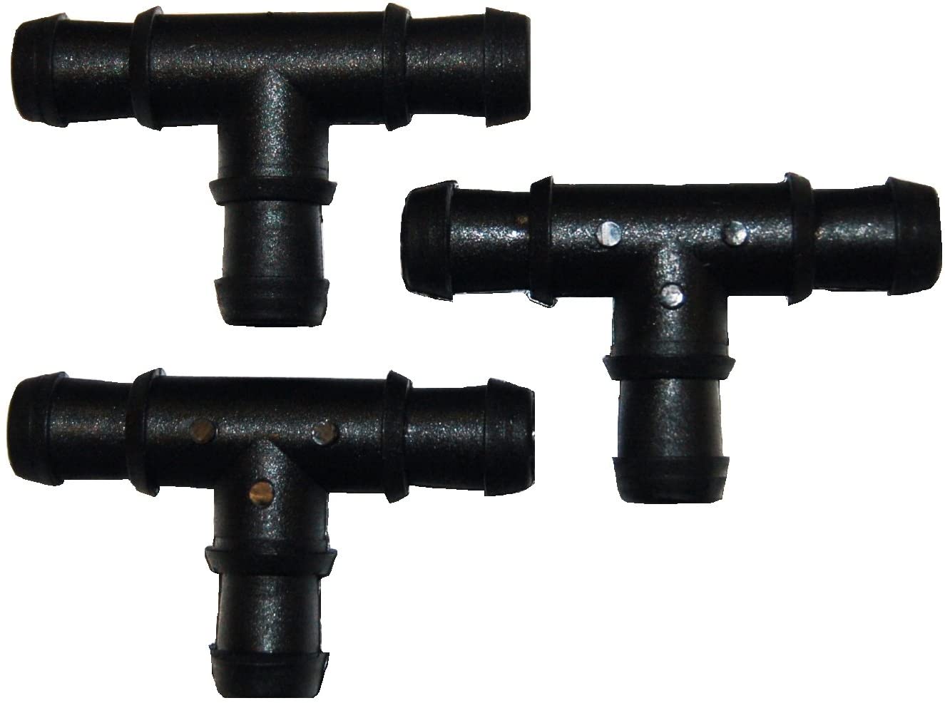 Agralan AS32 Soaker Hose Tee Connectors (Pack of 3), Black, 13mm