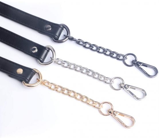 BEAULEGAN Handbag Chain Handles - Microfiber Leather - 60 cm Replacement Strap for Women Bag/Purse, Pack of 2 (Tan/Gold) - Image 2