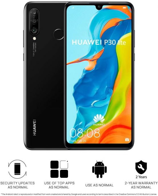 Huawei P30 Lite 128 GB 6.15 inch FHD Dewdrop Display Smartphone with 48MP AI Ultra-wide Triple Camera, 4GB RAM, Android 9.0 Sim-Free Mobile Phone, Single Sim, UK Version, Midnight Black - Image 2
