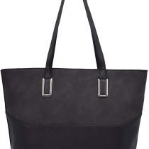 CRAZYCHIC - Women's Large Tote Bag - Shopper Handbag PU Leather - School College Work Shoulder Bag - Large Capacity Shopping Bag - Elegant Top Handle Bag - Fashion Grab Bags - Black