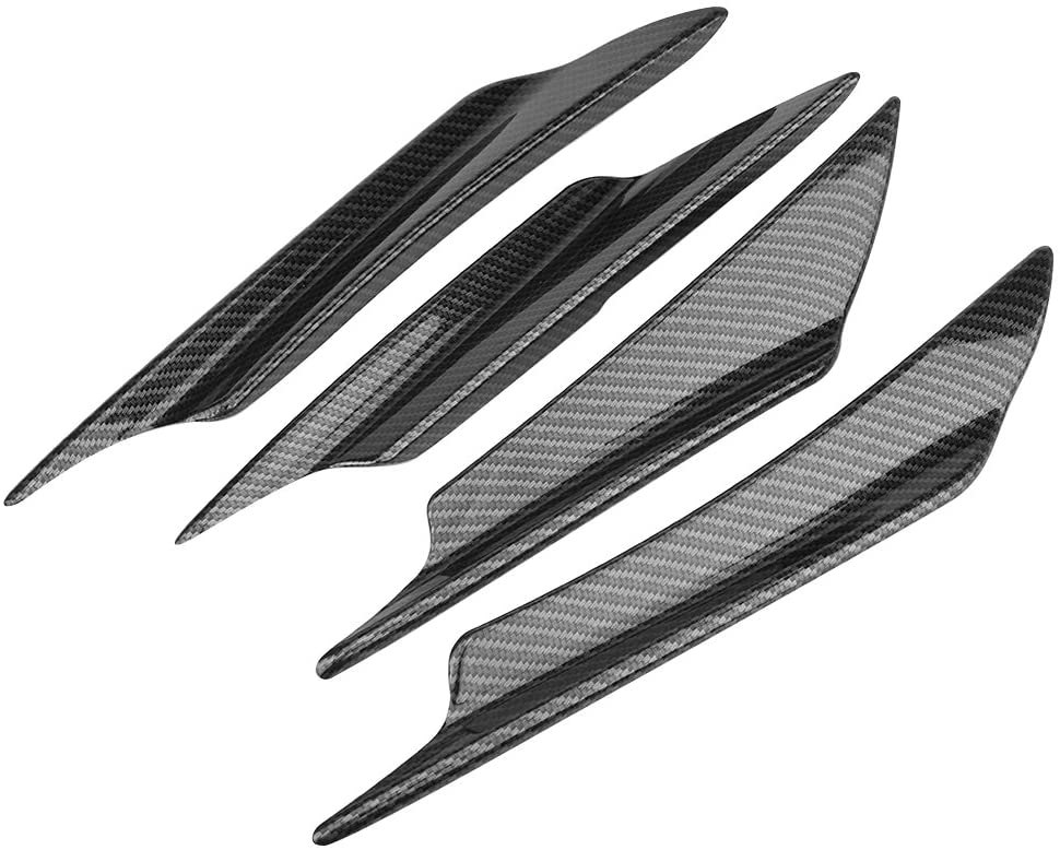 4Pcs Car Front Bumper Lip Spoiler Fins Canards Trim Kit Universal ABS Carbon Fiber Car Body Front Bumper Splitter Fins with Adhesive Tape(Carbon Fiber) - Image 3