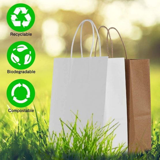20pcs Paper Bags with Handles, Gift Bags Recycled Paper BagsWith Twisted Handles for Grocery Baking Shopping Merchandise Boutique Retail (Thicken 130gsm) - Image 4