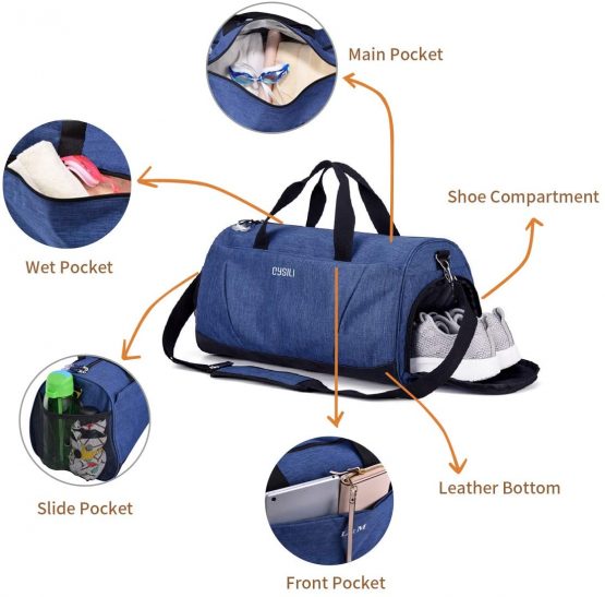 Gym Bag with Shoes Compartment and Wet Pocket,Sports Duffel Bag for Yoga/Swim,Travel Duffle Bag for Men and Women - Image 2