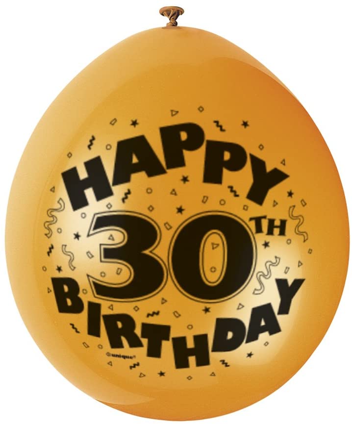 Unique Party 80312 - 9" Latex Assorted Happy 30th Birthday Balloons, Pack of 10, Age 30 - Image 3