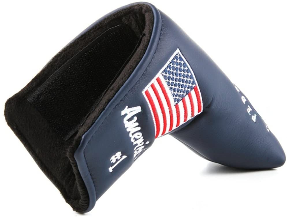 FLTRADE Golf Putter Club Head Cover Headcover Pebble Beach America's US Flag Embroidered Blade for All Brands Scotty Cameron Ping Taylormade Odyssey Cobra Ping Mizuno,Red,Navy blue or white - Image 3