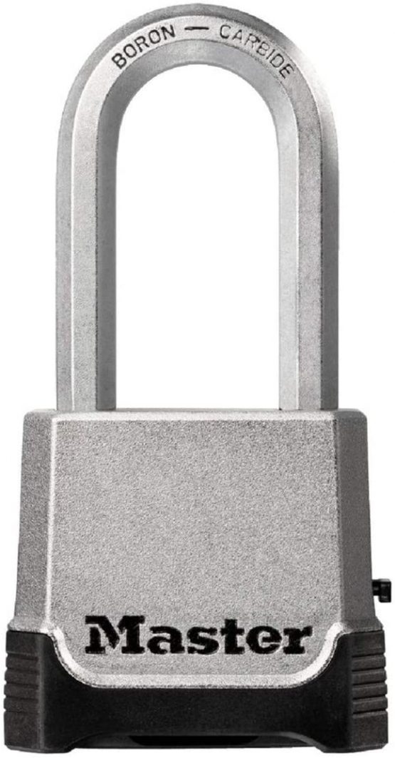 MASTER LOCK Heavy Duty Padlock [Key or Combination] [Zinc] [XLong Shackle] [Outdoor] M176EURDLH - Best Used for Storage Units, Sheds, Garages, Trailers and More
