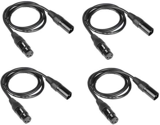 4PCS 1m long dmx 512 Cable dmx 3.2t 3 Pin True Dmx Cable male to female for dmx stage lights