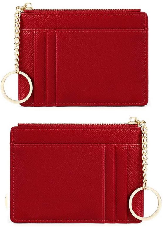 Coin Purse for Women, ZhaoCo PU Leather Zipper Womens Wallet Small Change Wallet Card Purse Cash Holder Organizer Coin Purse for Ladies Girls - Red - Image 4