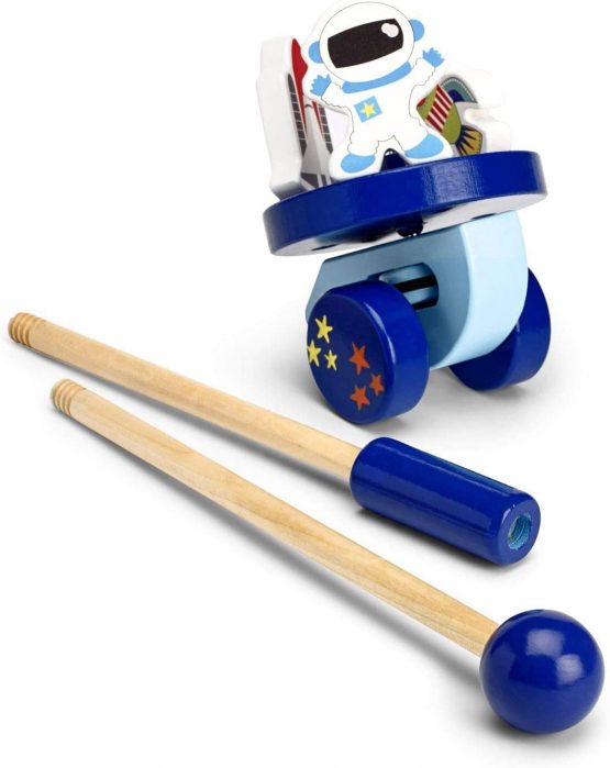 Mousehouse Gifts Space Rocket Push Along Wooden Toy for Baby or Toddler - Image 3