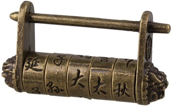 BQLZR Metal Chinese Old Style Vintage Antique Password Lock Padlock for Suitcase and Box