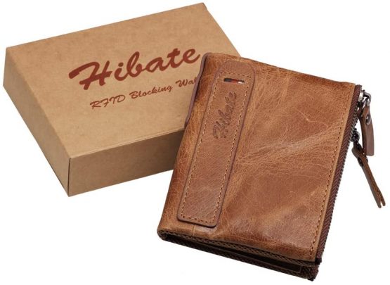 Hibate Men Leather Wallet RFID Blocking Men's Wallets Credit Card Holder Coin Pocket Purse, One_Size, A_brown - Image 2