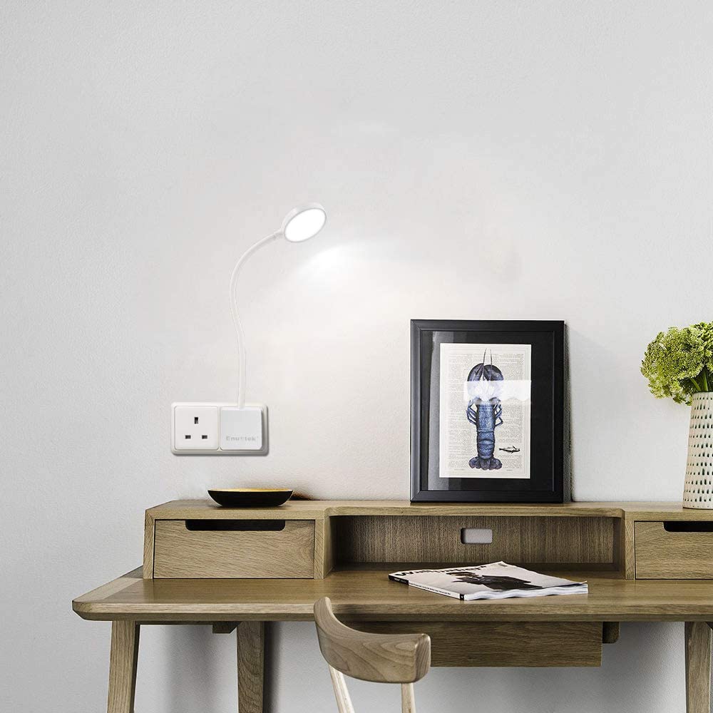 ENUOTEK Dimmable Plug in LED White Wall Reading Light, Flexible Bedside Reading Lamp with Outlet Power Plug - Image 3