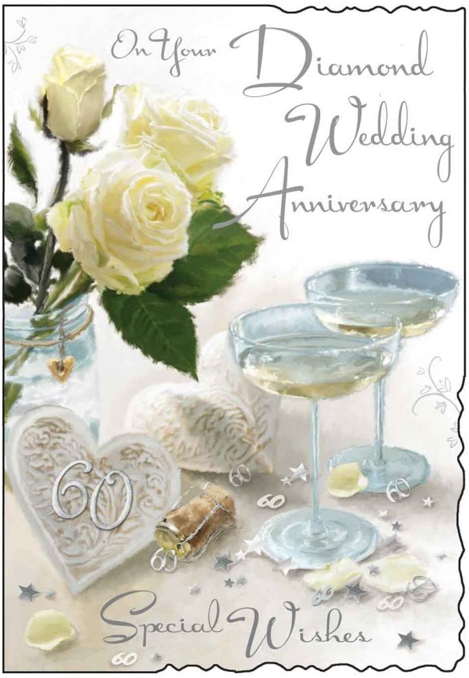 On Your Diamond Wedding Anniversary - Special Wishes, beige|grey, 157mm x 235mm