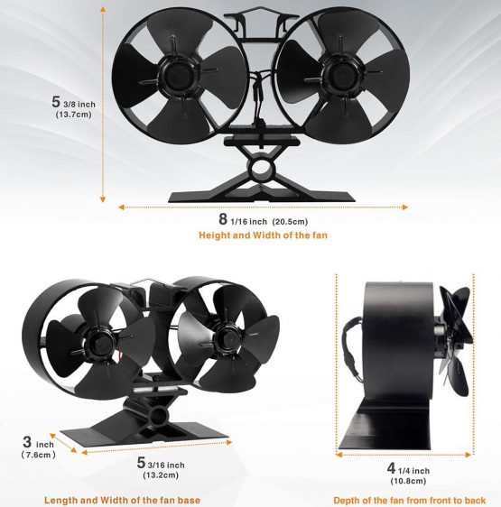 Heat Powered Stove Fan-CRSURE Upgrade 8 Blades Fire Fans for Wood Burners | Log Burner | Fireplace, Eco Friendly & Increased Efficient with Stove Thermometer Specially for Large Room - Image 2