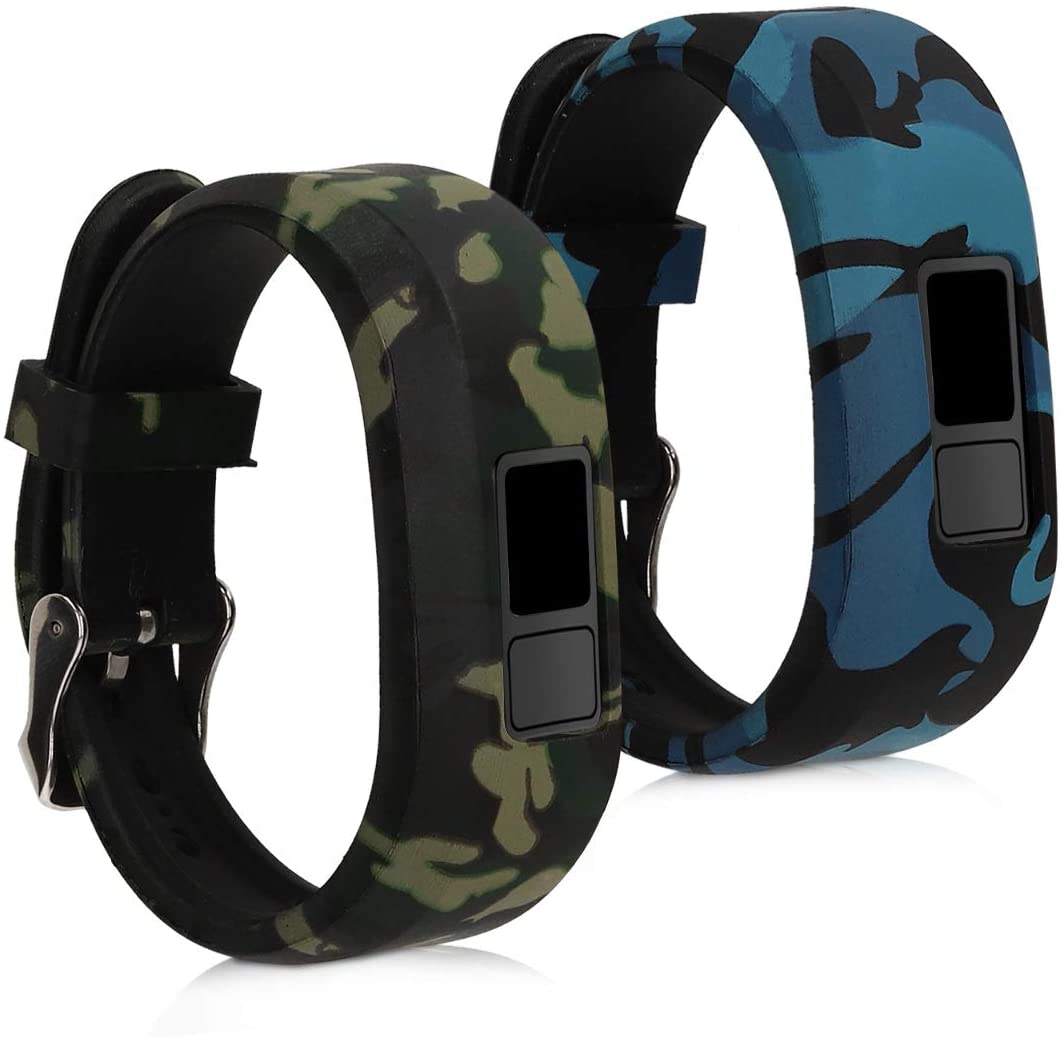 kwmobile 2x Silicone Straps Compatible with Garmin Vivofit jr. / jr. 2, Set of 2 Fitness Tracker Replacement Watch Band Strap