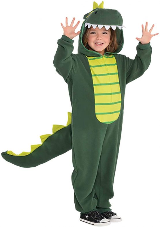 amscan 9902082 Onesie Costume with Dinosaur Head Hoodie and Tail, Multi-Colour, 1ct