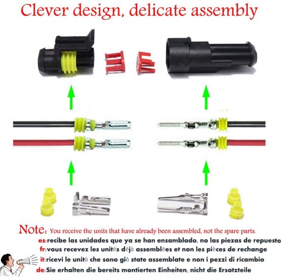 YETOR Way Car Waterproof Electrical Connector,2 pin Plug Auto Electrical Wire Connectors with Wire 16 AWG Marine for Car, Truck, Boat, and Other Wire Connections.(5 Pack) - Image 2
