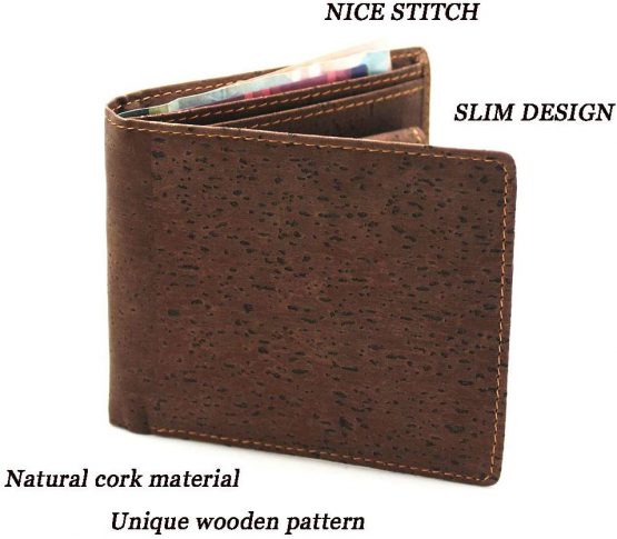 Boshiho Cork Wallet, RFID Blocking Vegans Wallet for Men & Women Slim Design Bifold Purse with Coin Pocket Card Slots Eco Friendly Vegetarian Gift (Cork-1) - Image 4