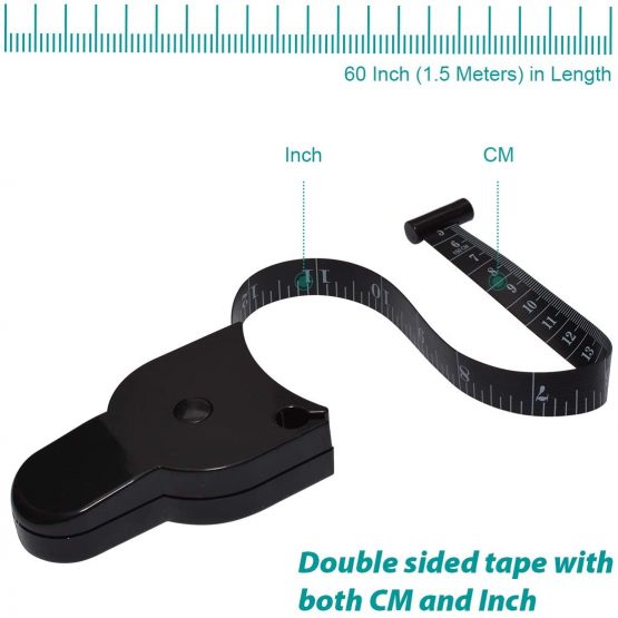 Body Tape Measure for Body Measuring Body Fat Measurement Tool for Weight Loss 60 Inch 150 cm (Black) - Image 2