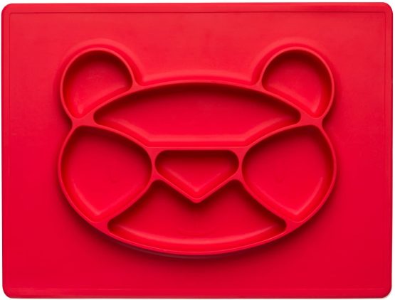 Kids Plate Baby Silicone Eating Mat Place Mat Placemat Anti-Slip Baby Plate (Panda, Red) - Image 2