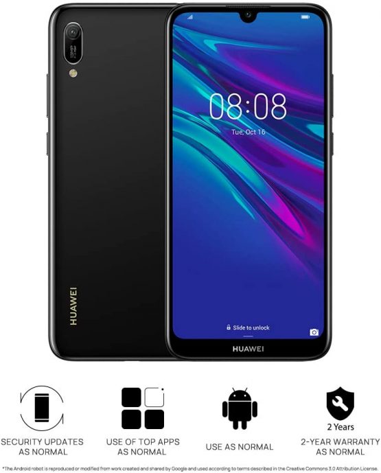 Huawei Y6 2019 32 GB 6.09 inch FullView Dewdrop Display Smartphone with 13 MP Camera, Android 9.0 Sim-Free Mobile Phone, UK Version, Midnight Black - Image 2