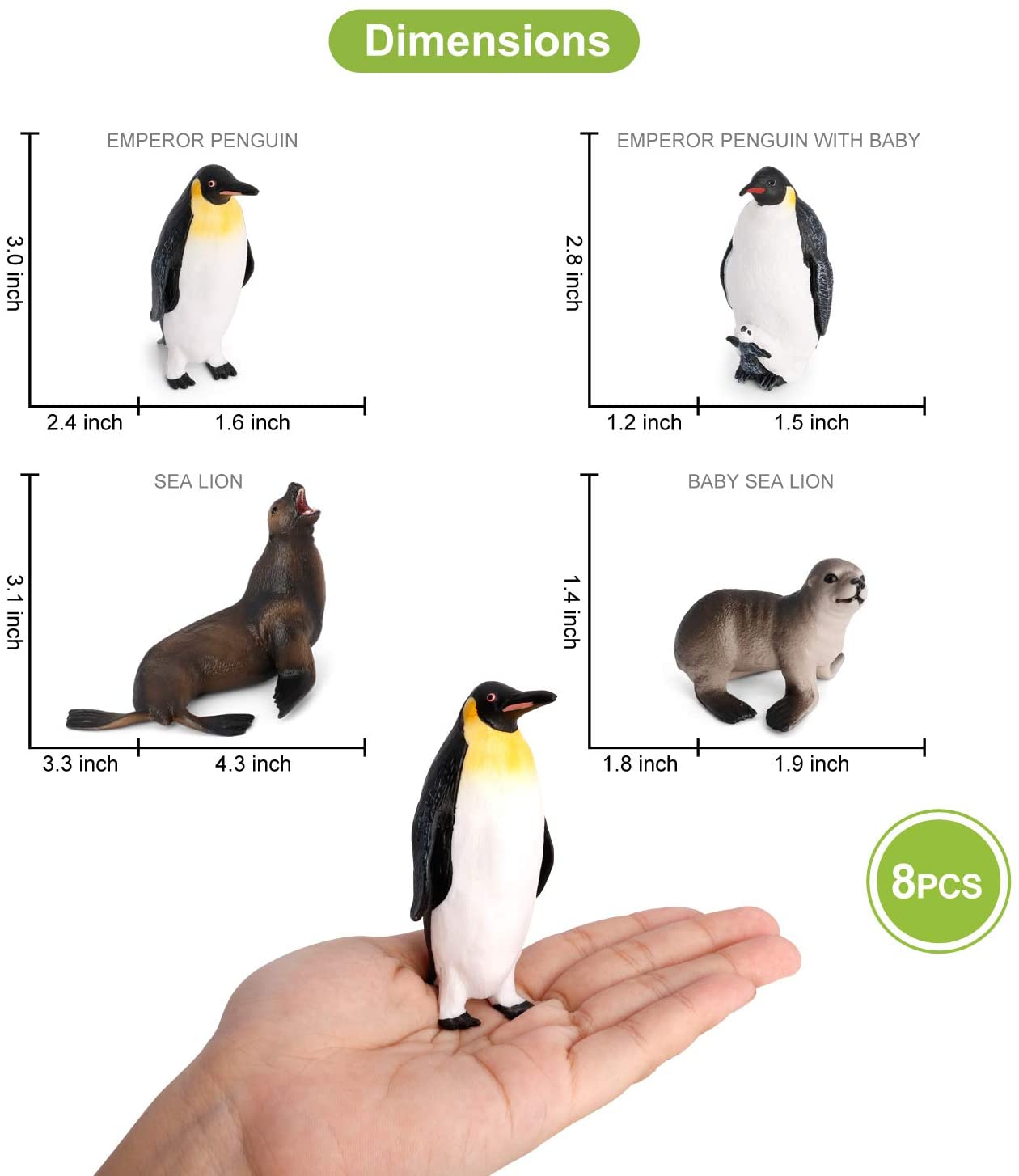 Volnau Sea Creature Toys 8PCS Antarctica Ocean Animal Figurines for Toddlers Kids Sea Life Toy Pack Preschool and Bath Plastic Fish Toy Penguin Killer Whale Decorations Figures Set - Image 4