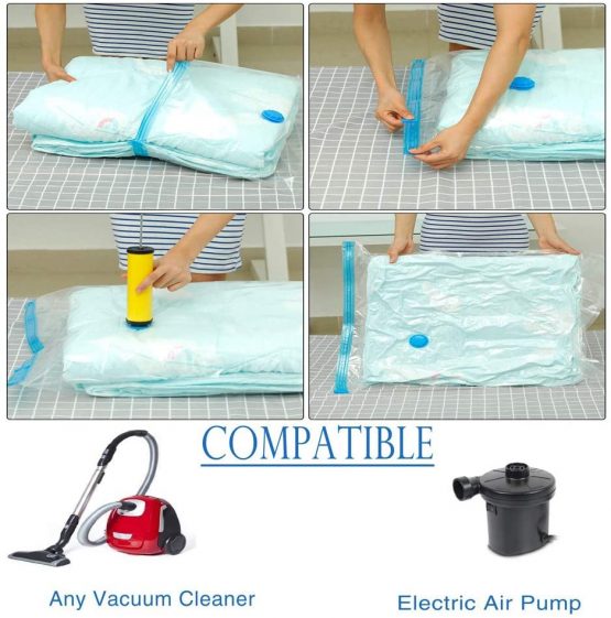 GQC Premium Vacuum Storage Bags. 80% More Storage!Vacuum bags clothes Hand-Pump for Travel! Double-Zip Seal and Triple Seal Turbo-Valve for Max Space Saving(2PCS100x70cm; 2PCS 80x60cm;4PCS70x50cm) - Image 3