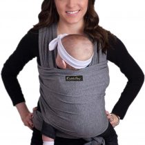 CuddleBug Baby Wrap Sling + Carrier - Newborns & Toddlers up to 36 lbs - Hands Free - Gentle, Stretch Fabric - Ideal for Baby Showers - One Size Fits All (Grey)