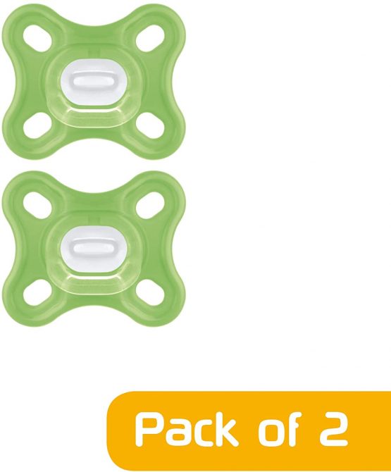 MAM Comfort All-Silicone Soothers 0 Months+ (Pack of 2), Soft and Light Newborn Soother, Premature and Newborn Essentials, with Self Sterilising Travel Case, Green - Image 3