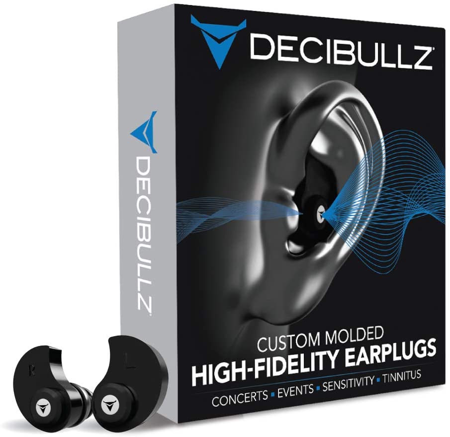 Decibullz - Custom Moulded High-Fidelity (Hi-Fi) Earplug Filters for Concerts and Events (Black)