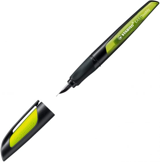 Ergonomic School Fountain Pen - STABILO EASYbuddy M Nib Black/Lime - Image 2